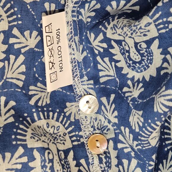 Blue/White NWT Rock‎ Flower Paper Pintuck Long Sleeve V-Neck Tunic Size Small - Picture 7 of 8